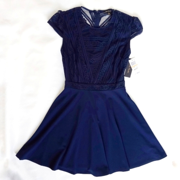 City studio skater dress fit and flare navy lace top NWT - Picture 1 of 5